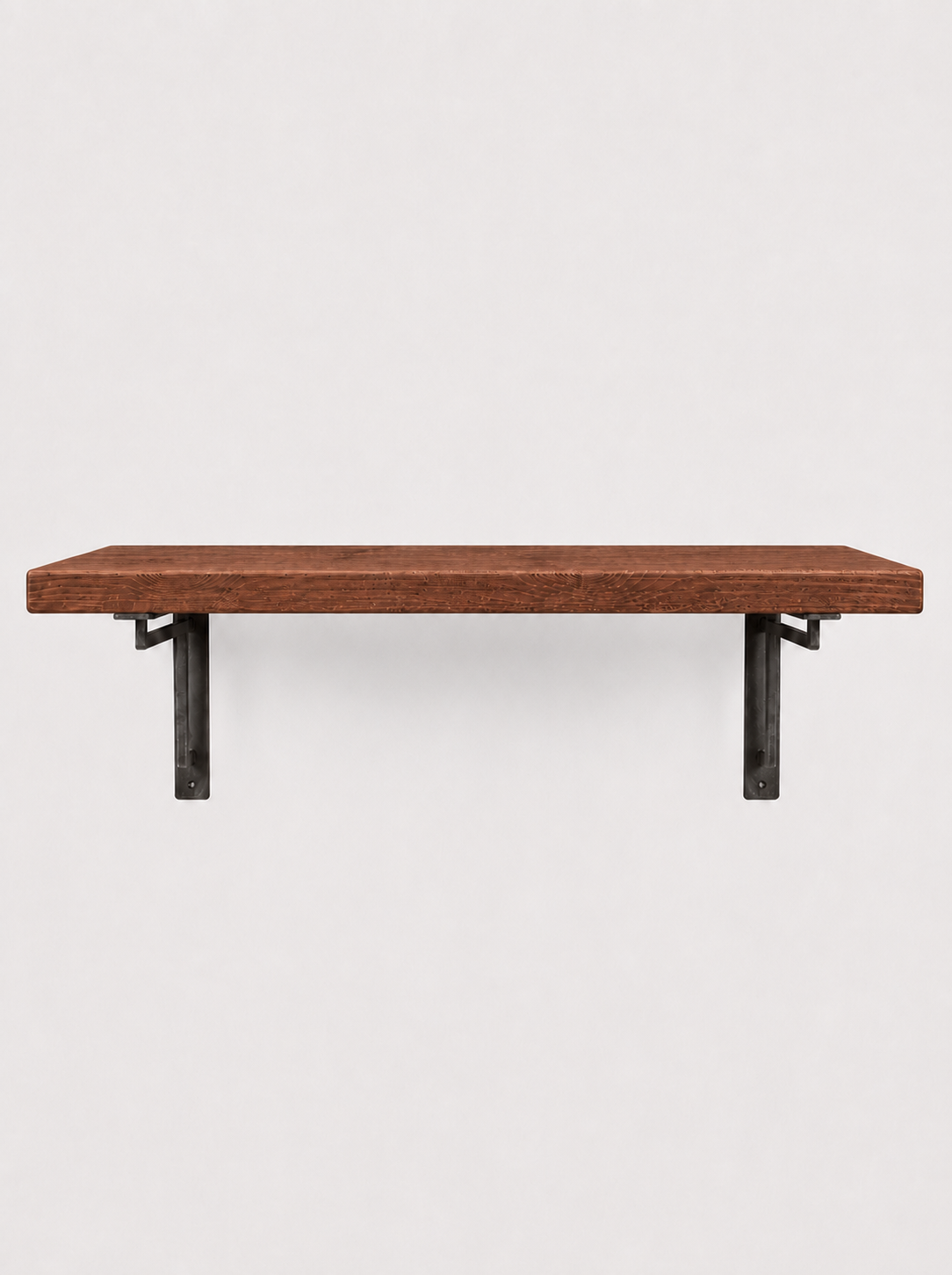 Regent Rustic Wooden Shelf with Metal Brackets - 22cm x 3.5cm - Bracketed Shelves