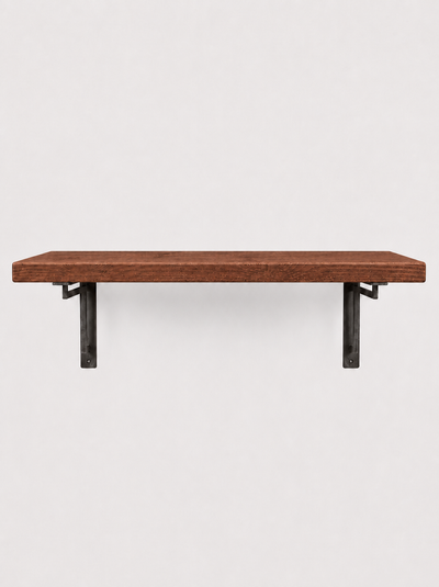 Regent Rustic Wooden Shelf with Metal Brackets - 22cm x 3.5cm - Bracketed Shelves