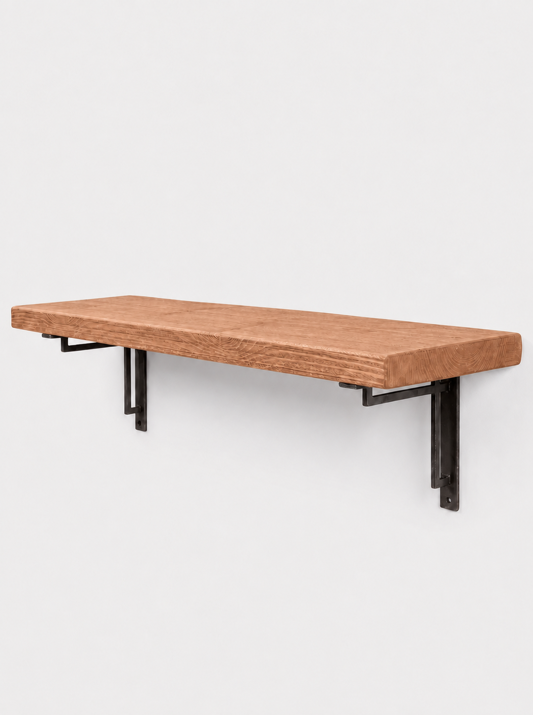 Regent Rustic Wooden Shelf with Metal Brackets - 22cm x 3.5cm - Bracketed Shelves