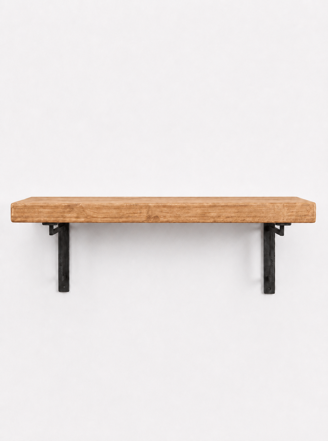 Regent Rustic Wooden Shelf with Metal Brackets - 22cm x 4.5cm - Bracketed Shelves