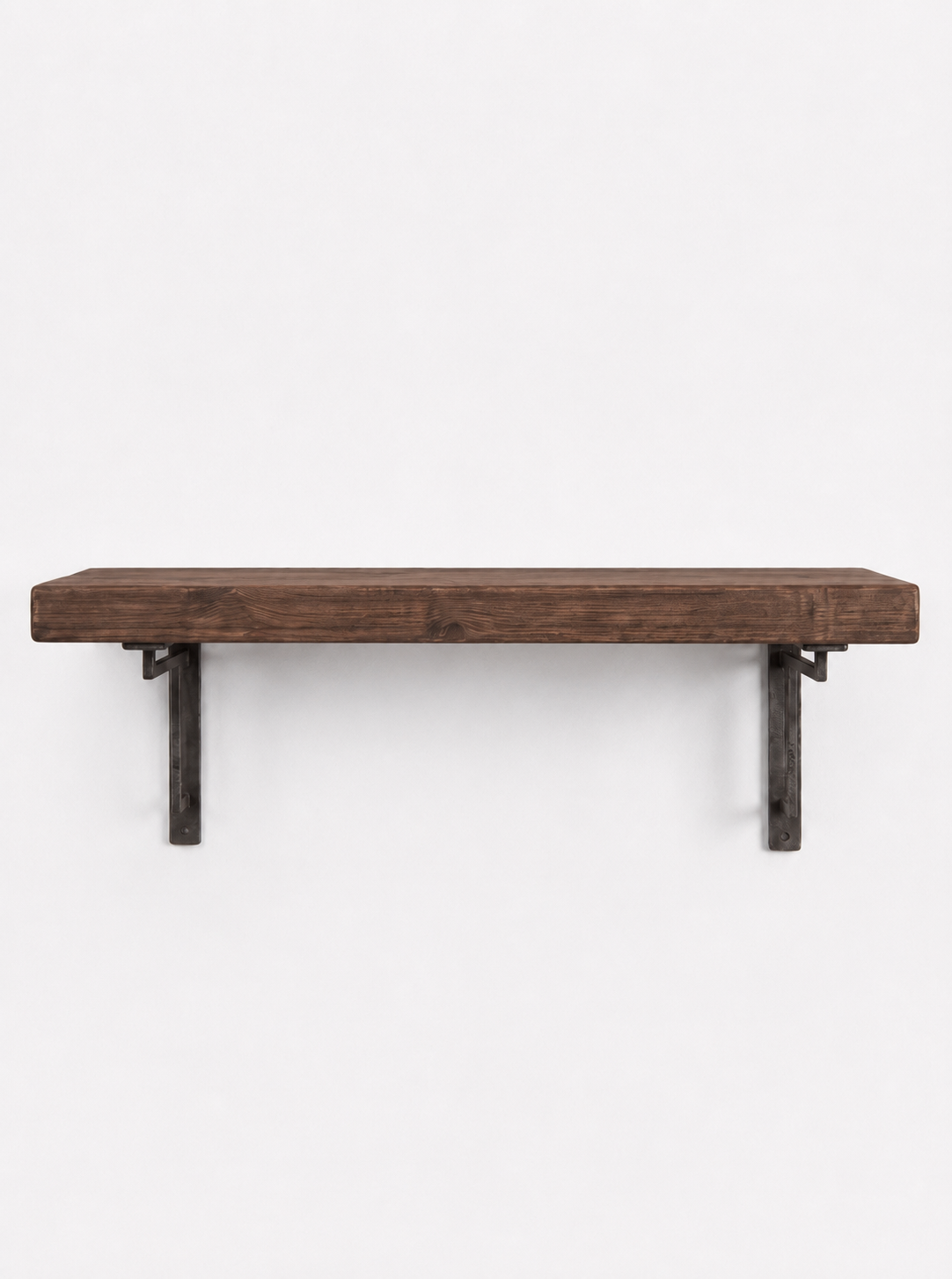 Regent Rustic Wooden Shelf with Metal Brackets - 22cm x 4.5cm - Bracketed Shelves