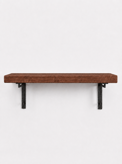 Regent Rustic Wooden Shelf with Metal Brackets - 22cm x 4.5cm - Bracketed Shelves