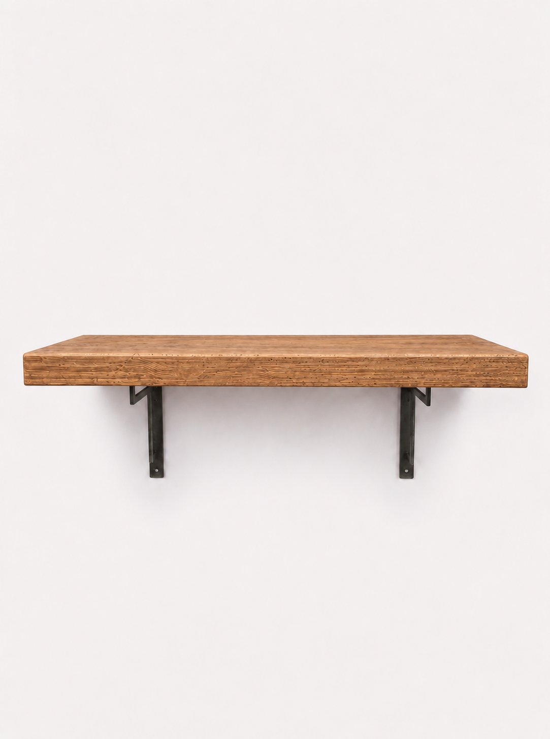 Regent Rustic Wooden Shelf with Metal Brackets - 29cm x 4.5cm - Bracketed Shelves