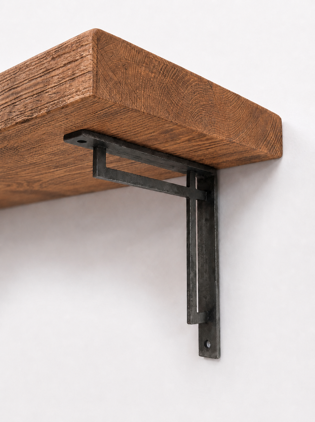 Regent Rustic Wooden Shelf with Metal Brackets - 29cm x 4.5cm - Bracketed Shelves