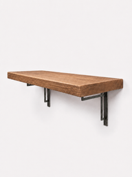 Regent Rustic Wooden Shelf with Metal Brackets - 29cm x 4.5cm - Bracketed Shelves
