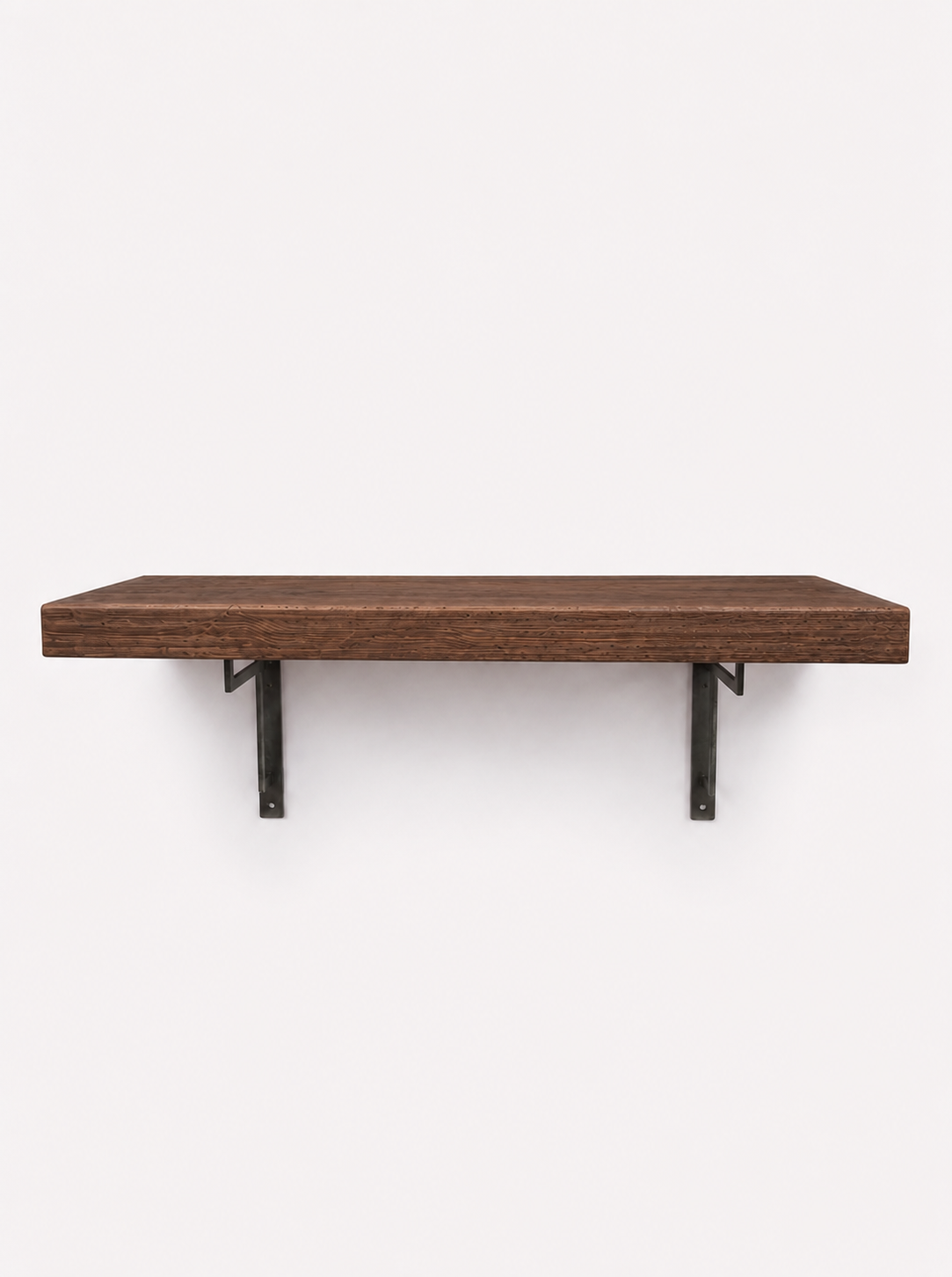 Regent Rustic Wooden Shelf with Metal Brackets - 29cm x 4.5cm - Bracketed Shelves