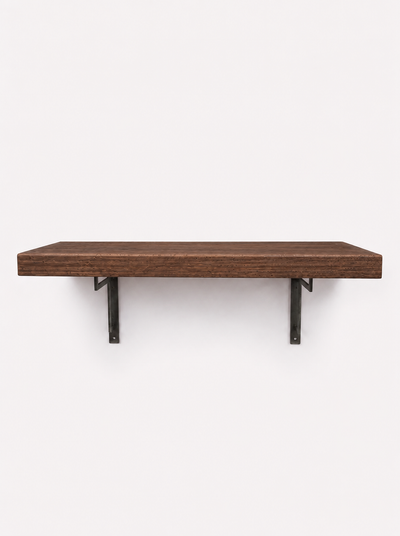 Regent Rustic Wooden Shelf with Metal Brackets - 29cm x 4.5cm - Bracketed Shelves