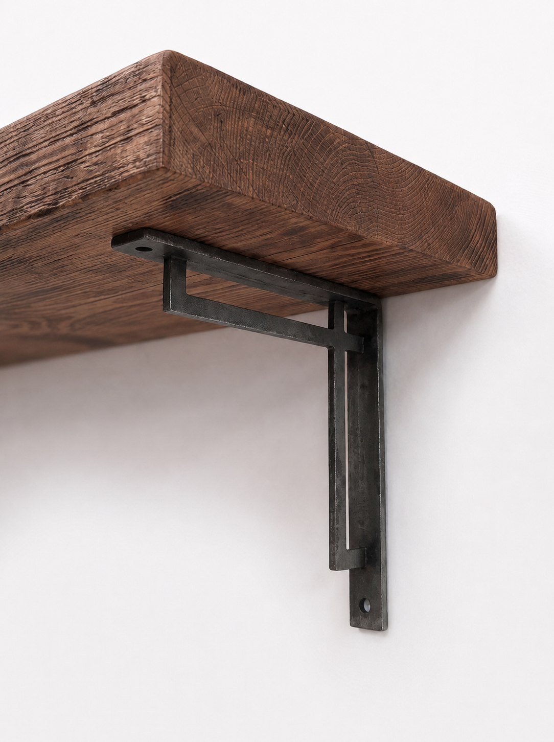 Regent Rustic Wooden Shelf with Metal Brackets - 29cm x 4.5cm - Bracketed Shelves