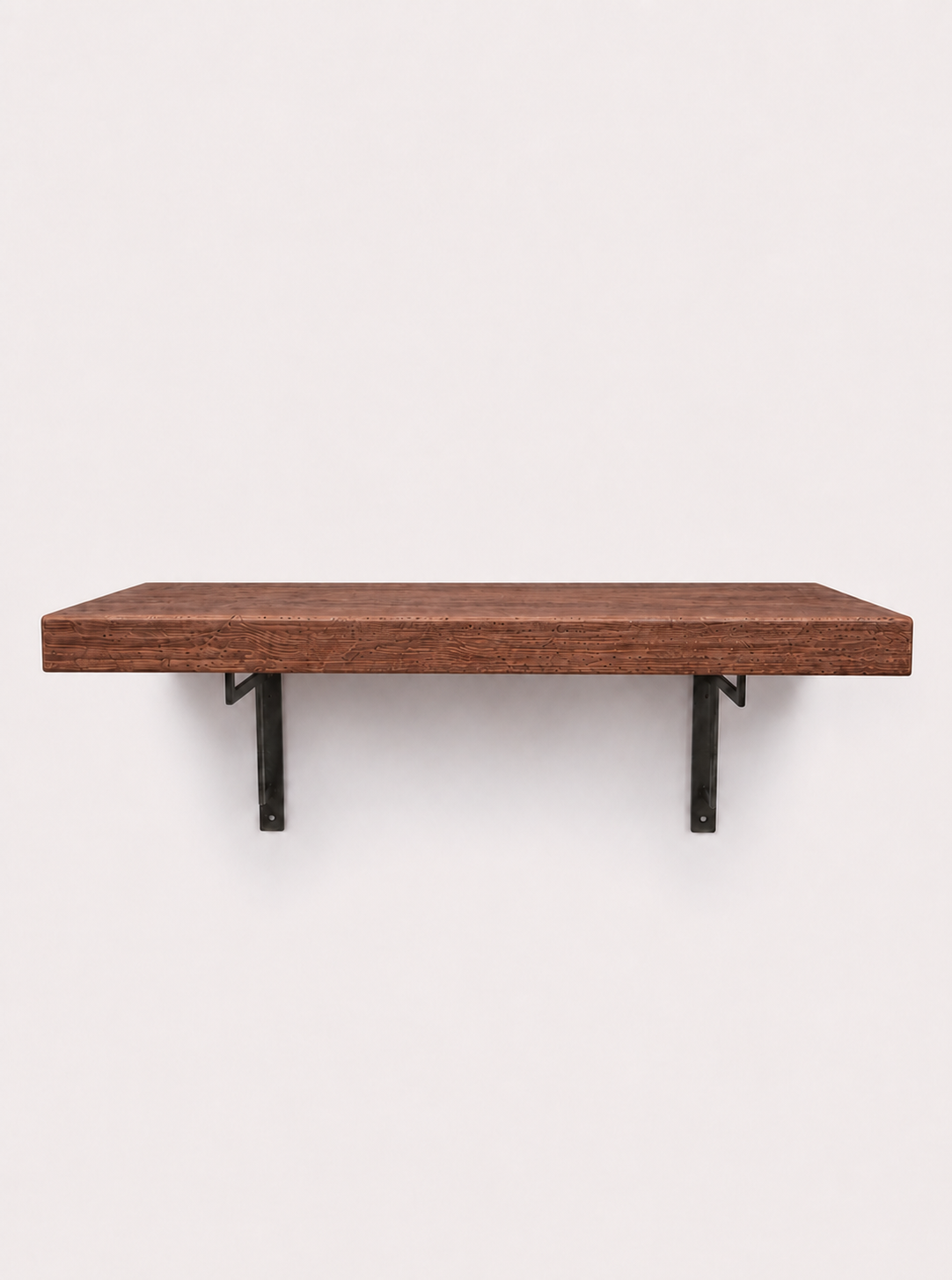 Regent Rustic Wooden Shelf with Metal Brackets - 29cm x 4.5cm - Bracketed Shelves