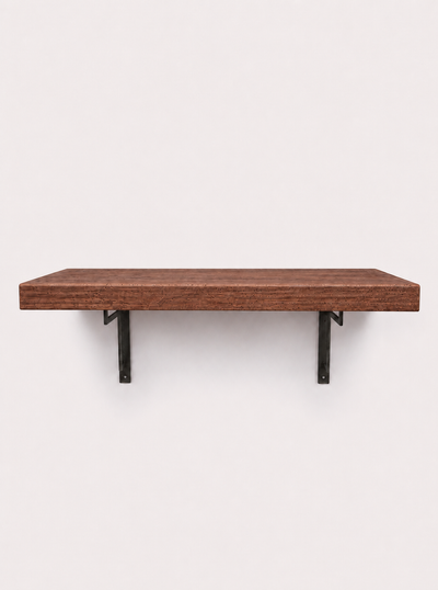 Regent Rustic Wooden Shelf with Metal Brackets - 29cm x 4.5cm - Bracketed Shelves