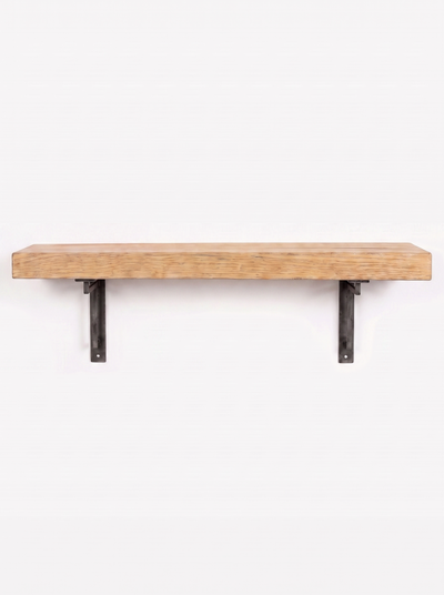 Regent Solid Shelf with Metal Brackets  - 8x2 Oak Shelf (19x4cm) - Bracketed Shelves