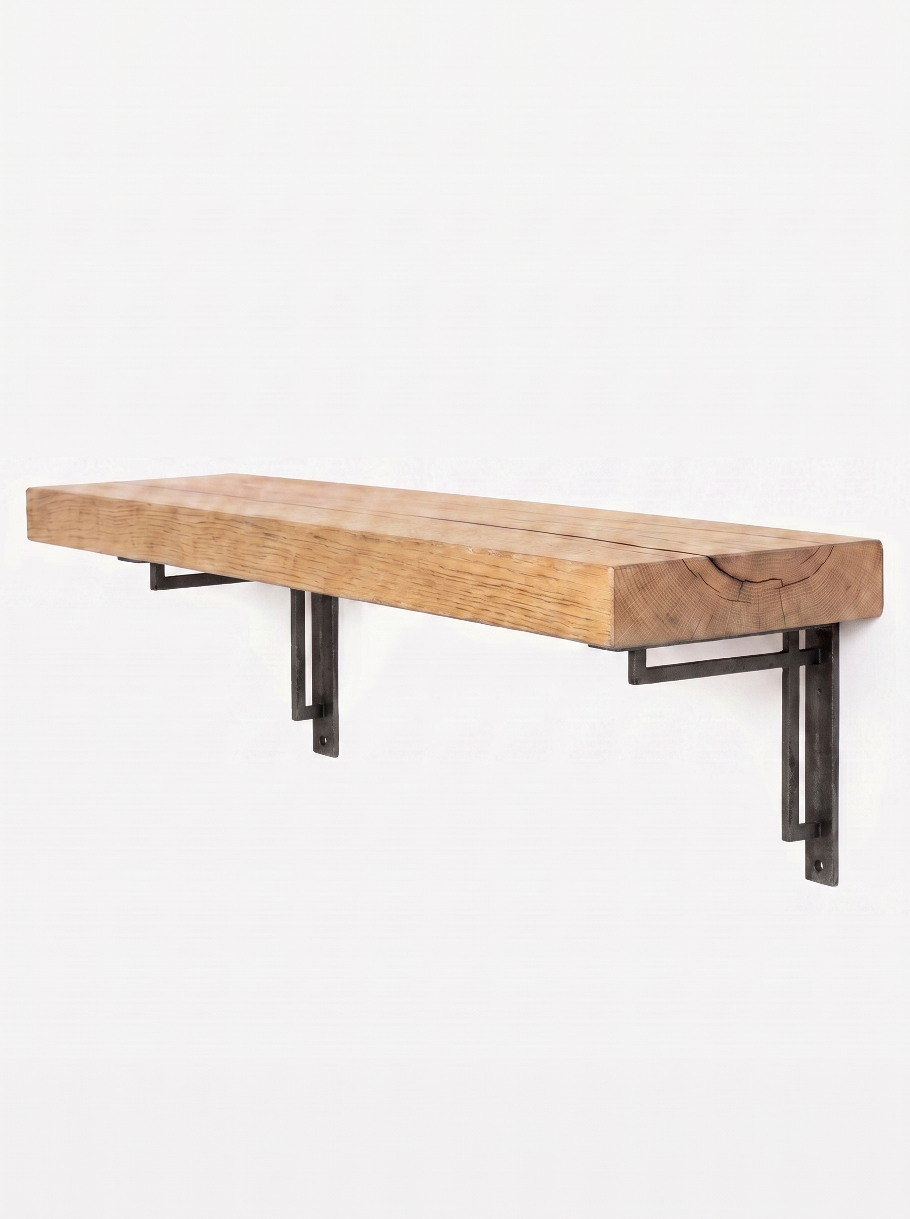 Regent Solid Shelf with Metal Brackets  - 8x2 Oak Shelf (19x4cm) - Bracketed Shelves