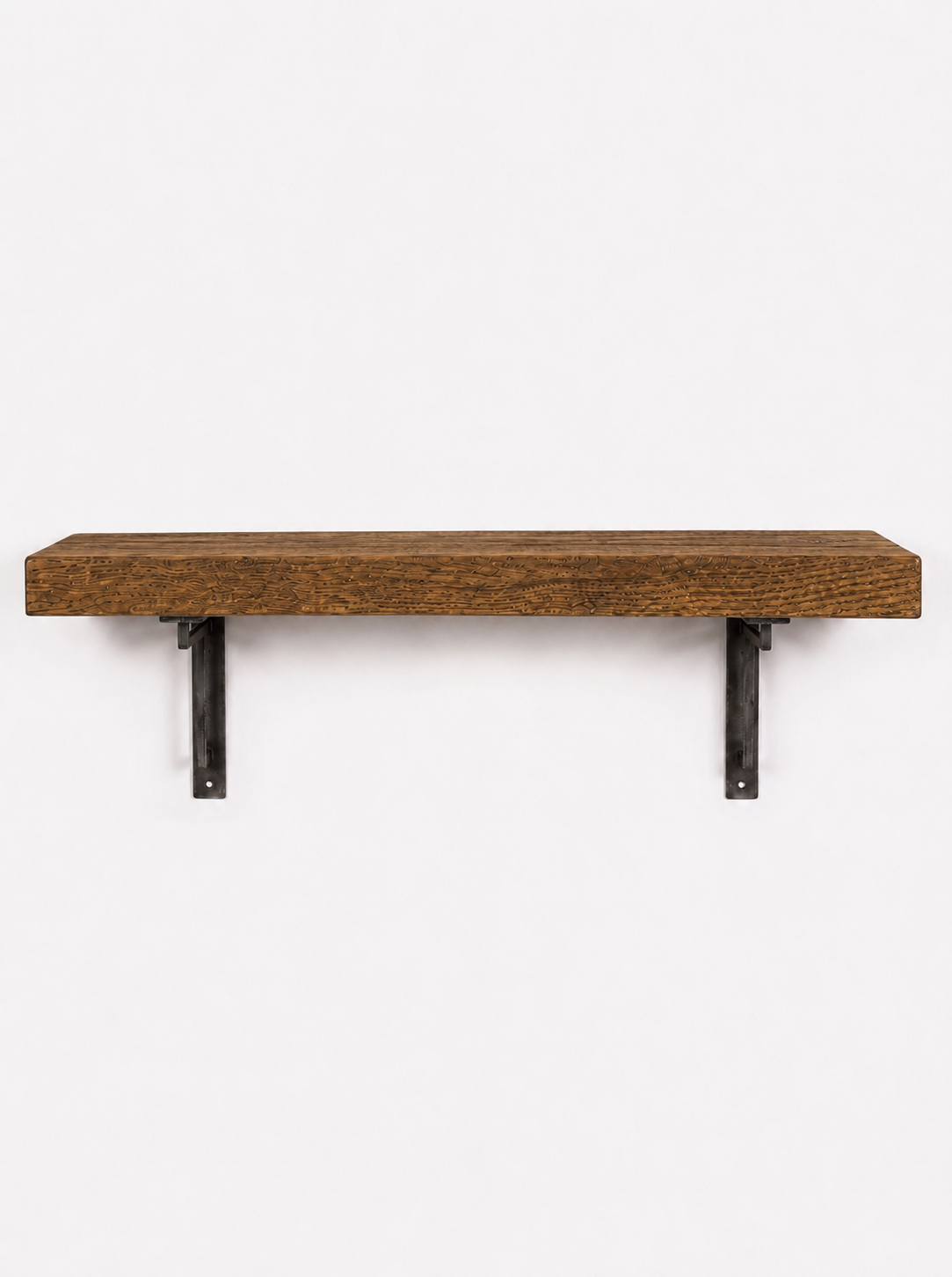 Regent Solid Shelf with Metal Brackets  - 8x2 Oak Shelf (19x4cm) - Bracketed Shelves