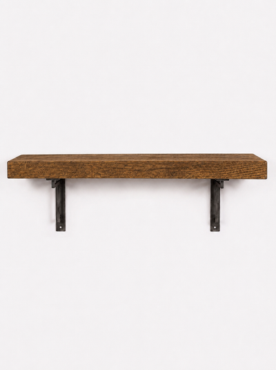 Regent Solid Shelf with Metal Brackets  - 8x2 Oak Shelf (19x4cm) - Bracketed Shelves