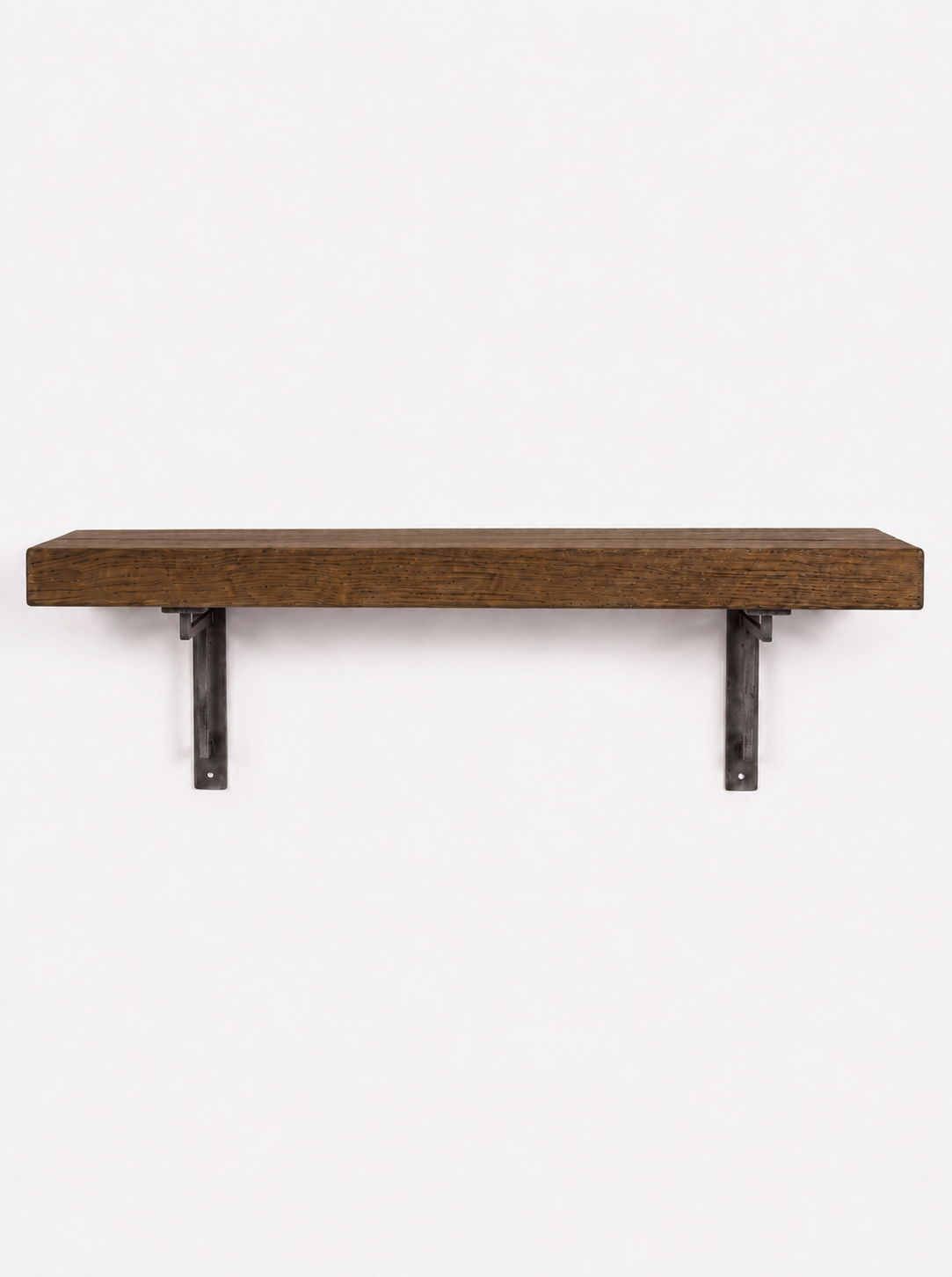 Regent Solid Shelf with Metal Brackets  - 8x2 Oak Shelf (19x4cm) - Bracketed Shelves