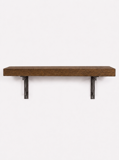 Regent Solid Shelf with Metal Brackets  - 8x2 Oak Shelf (19x4cm) - Bracketed Shelves
