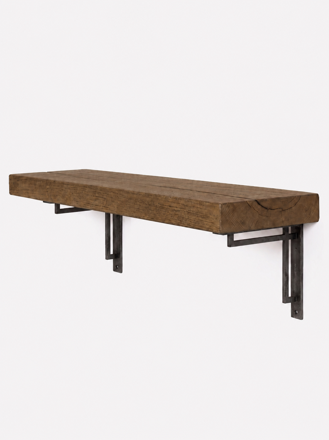 Regent Solid Shelf with Metal Brackets  - 8x2 Oak Shelf (19x4cm) - Bracketed Shelves