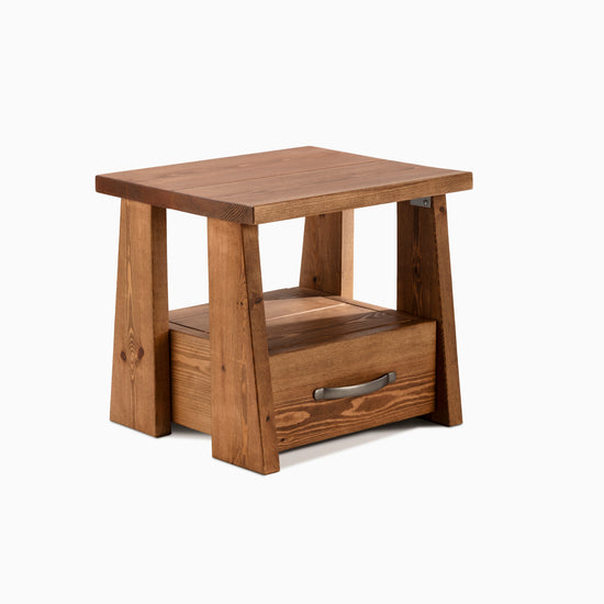 The Craftsmen - Barn Wood Style Bedside Table / End Table - Handmade in USA  - Without Drawer / Beach Wood