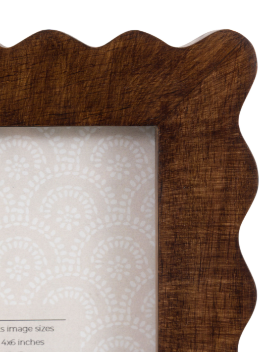 Scalloped Dark Wood Picture Frame - 