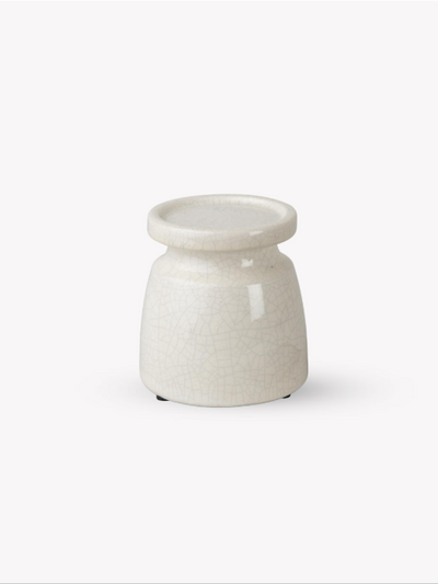 White Stoneware Candle Holder