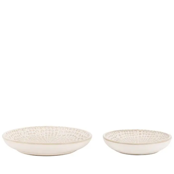 Neutral Stoneware Trinket Dish Set of 2