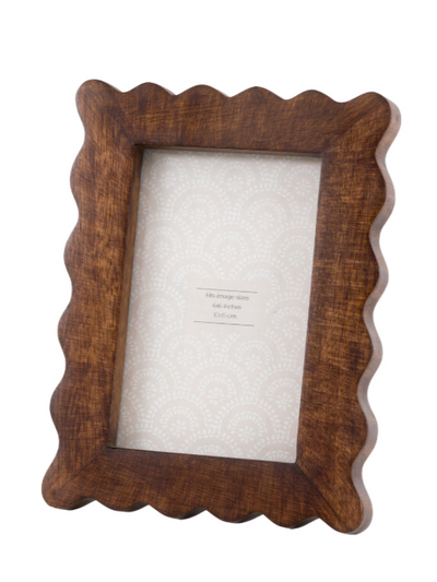 Scalloped Dark Wood Picture Frame - 
