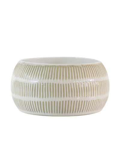White Ribbed Ceramic Bowl