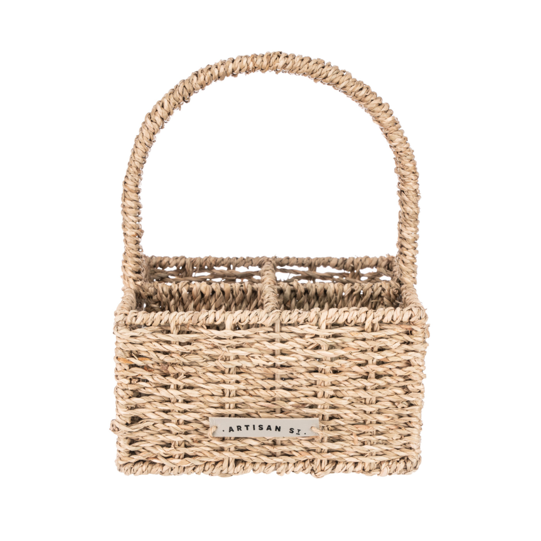 Seagrass Condiment Caddy With Compartments - Tableware