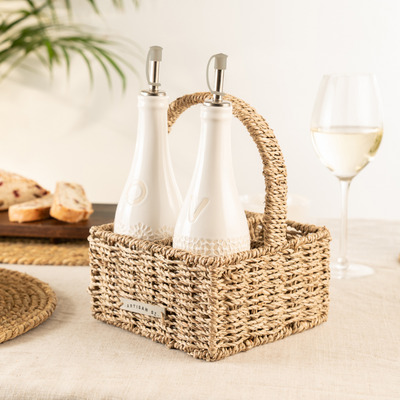 Seagrass Condiment Caddy With Compartments - Tableware
