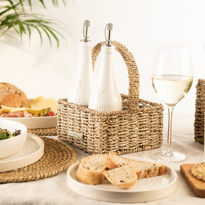 Seagrass Condiment Caddy With Compartments - Tableware