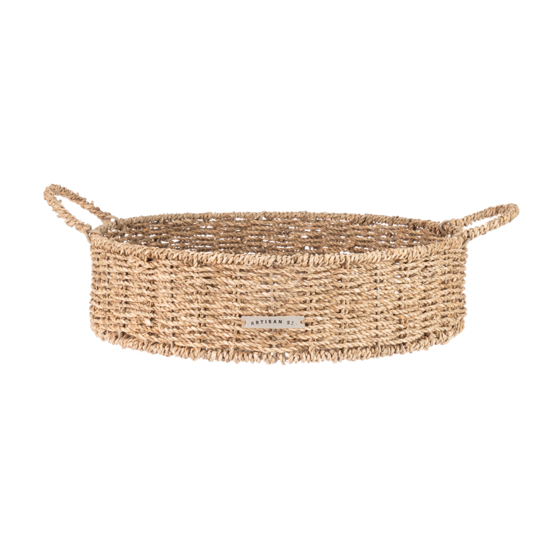 Seagrass Large Round Tray With Handles