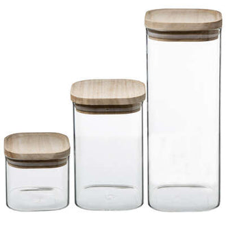 Set Of 3 Storage Jars With Lids - 