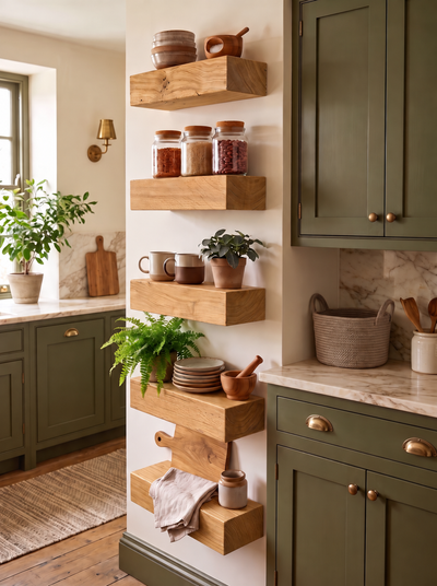 Set of Oak Floating Shelves