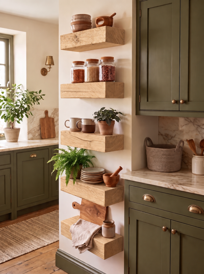Set of Oak Floating Shelves