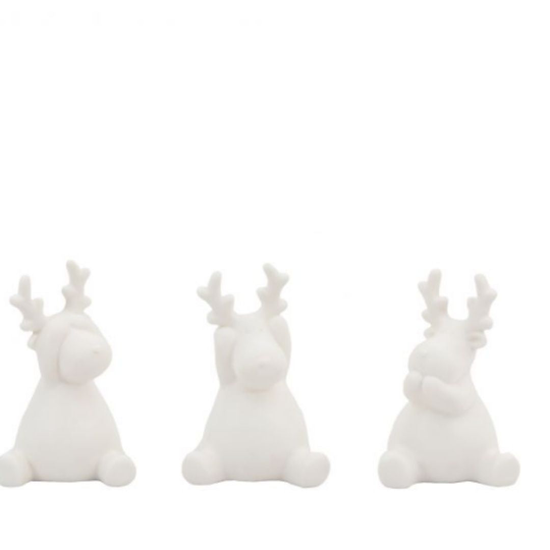 Set Of Porcelain Light Up LED Reindeers