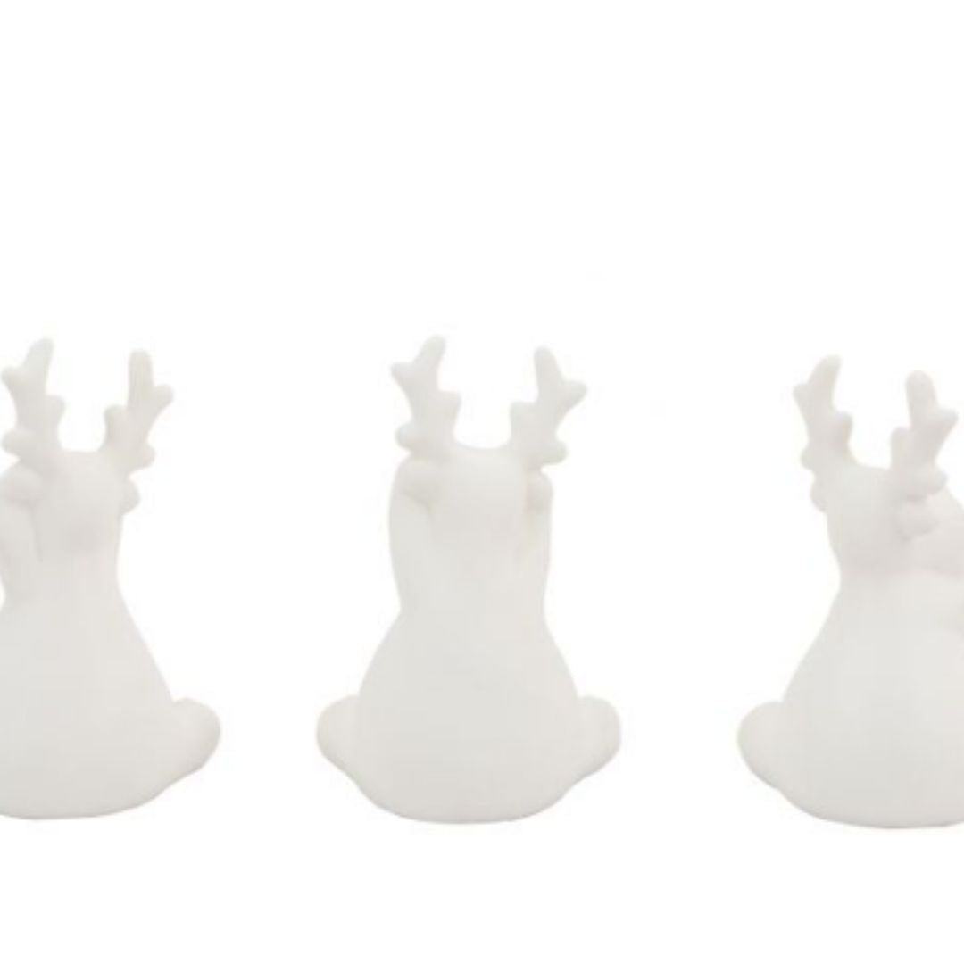 Set Of Porcelain Light Up LED Reindeers