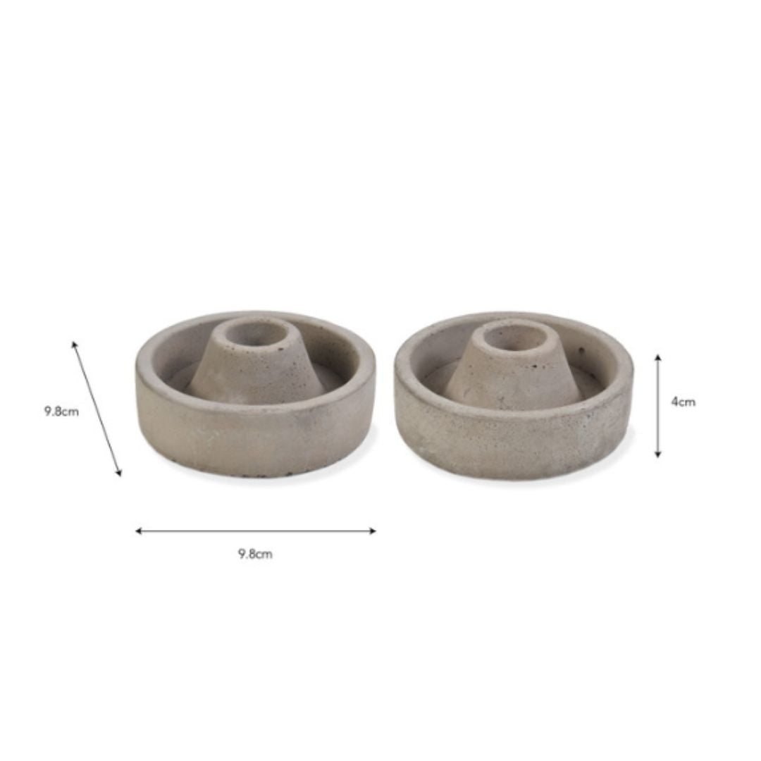 Short Grey Taper Candle Holders