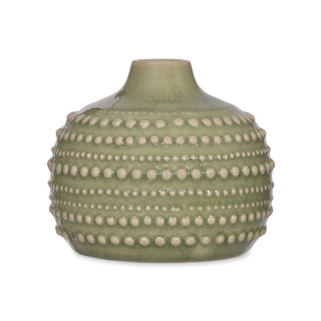Small Green Textured Round Vase