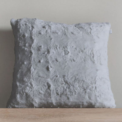 Super Soft Grey Faux Fur Cushion - 