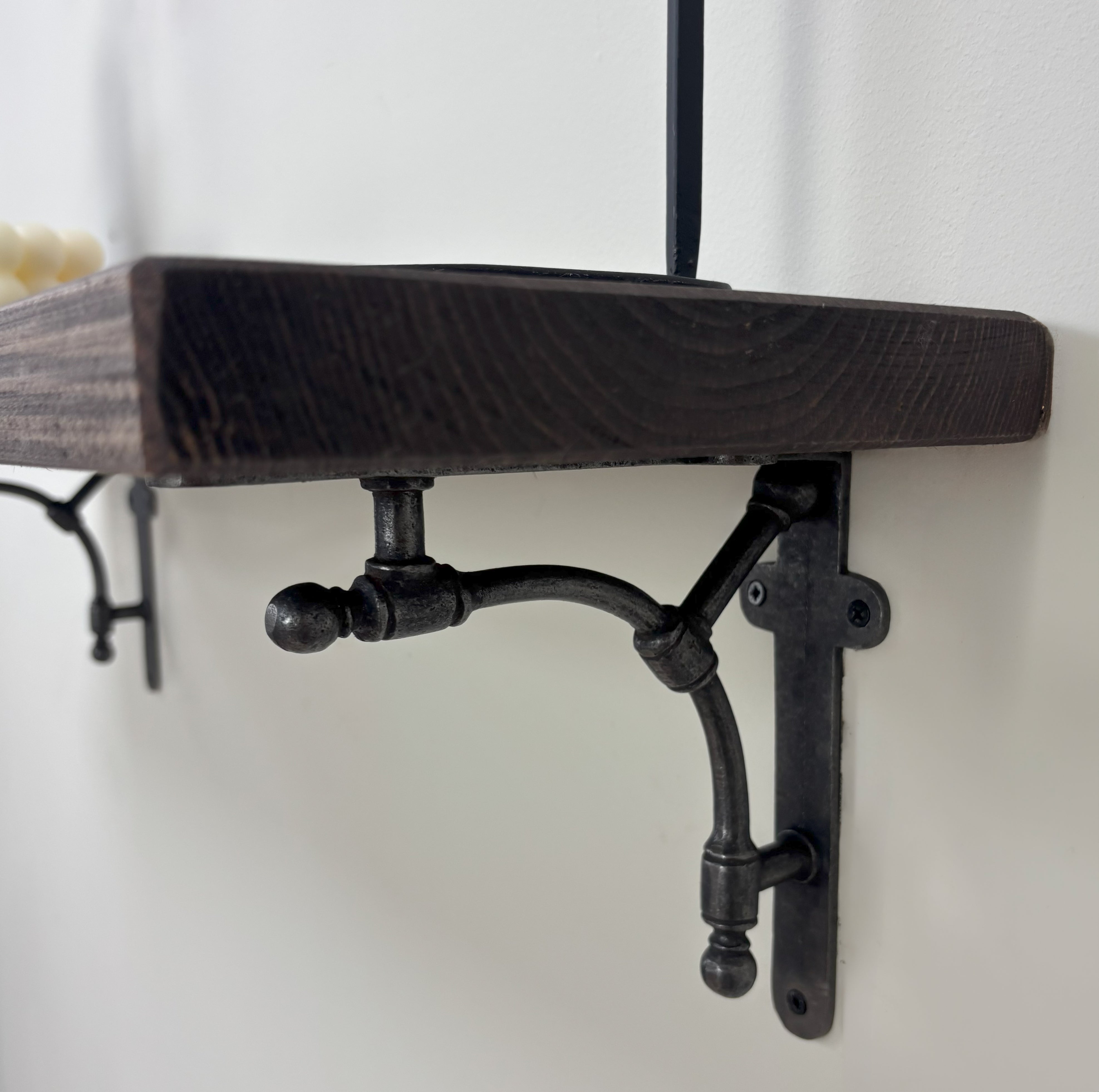 Tanfield Rustic Wooden Shelf with Brackets - 22cm x 3.5cm