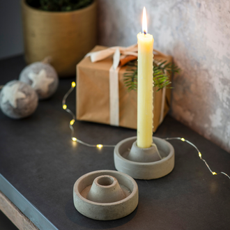 Short Grey Taper Candle Holders