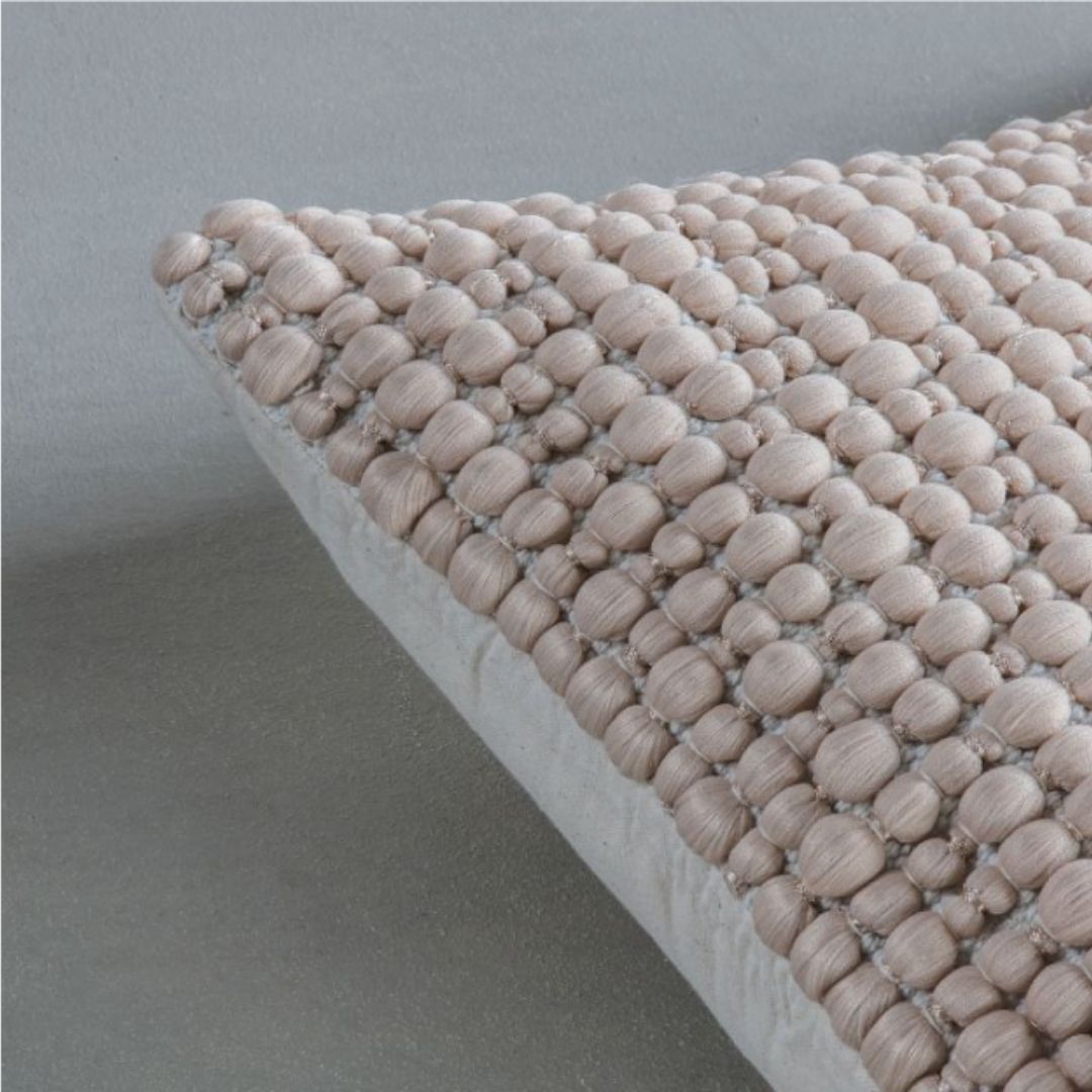 Neutral Textured Bobble Cushion - 