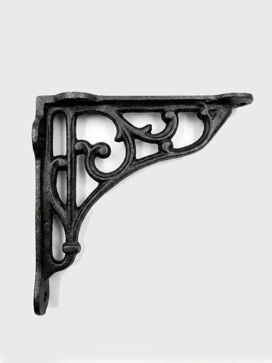 Warkworth Rustic Wooden Shelf with Metal Brackets - 14.5cm x 4.5cm - Bracketed Shelves