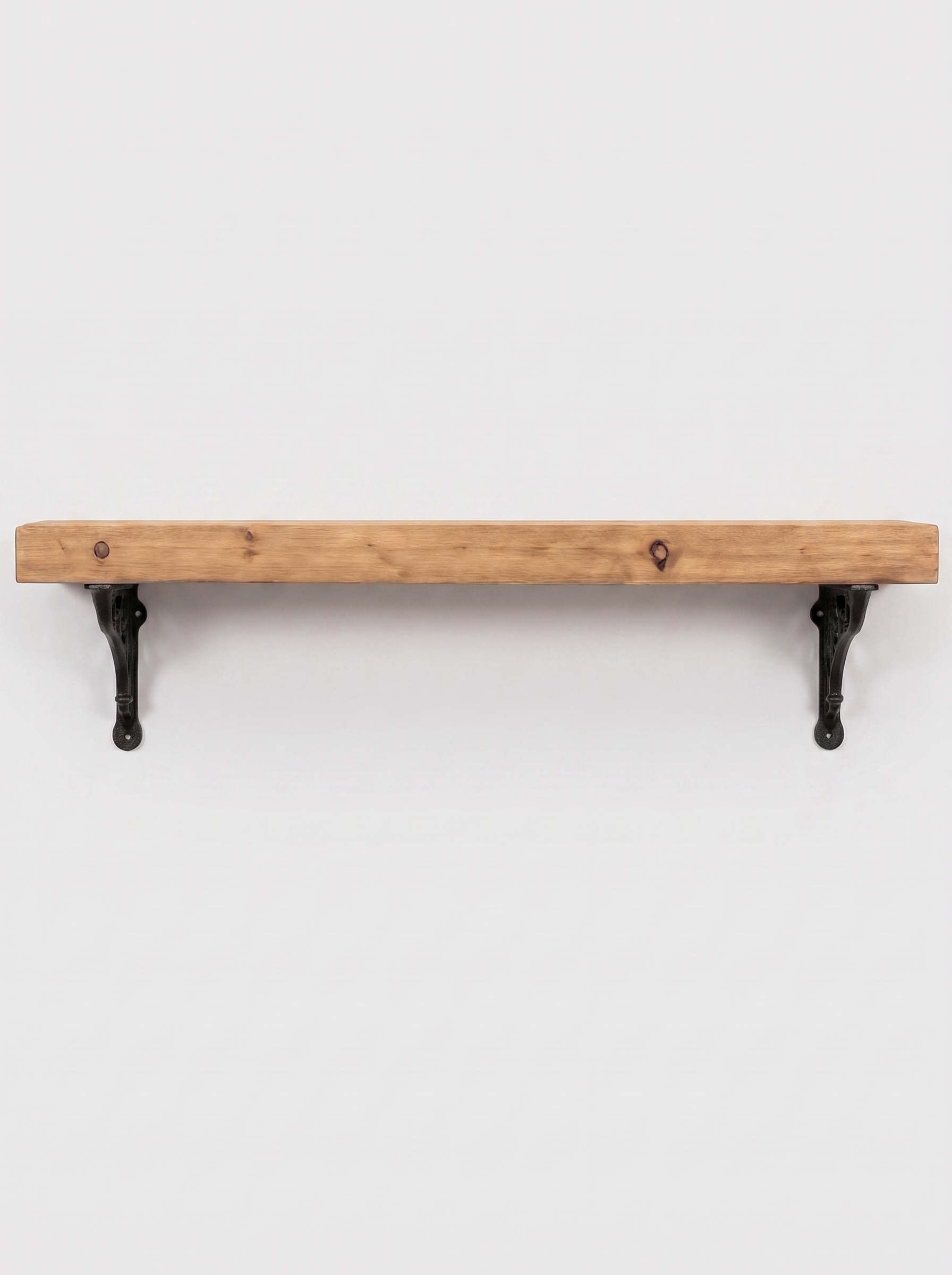 Warkworth Rustic Wooden Shelf with Metal Brackets - 14.5cm x 4.5cm - Bracketed Shelves