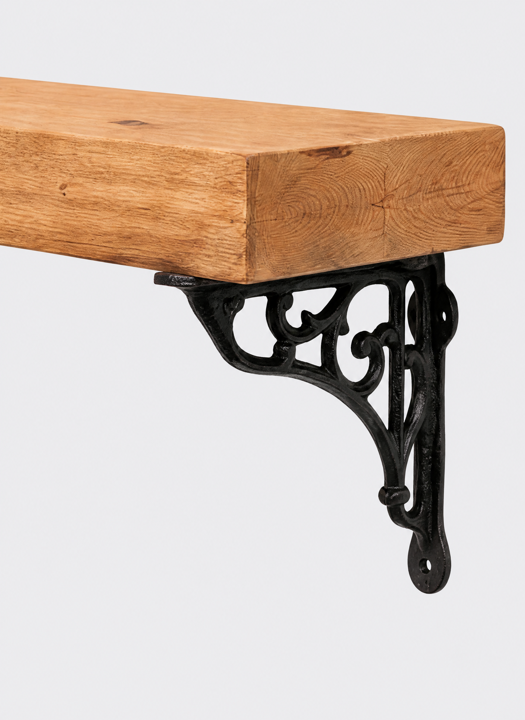 Warkworth Rustic Wooden Shelf with Metal Brackets - 14.5cm x 4.5cm - Bracketed Shelves