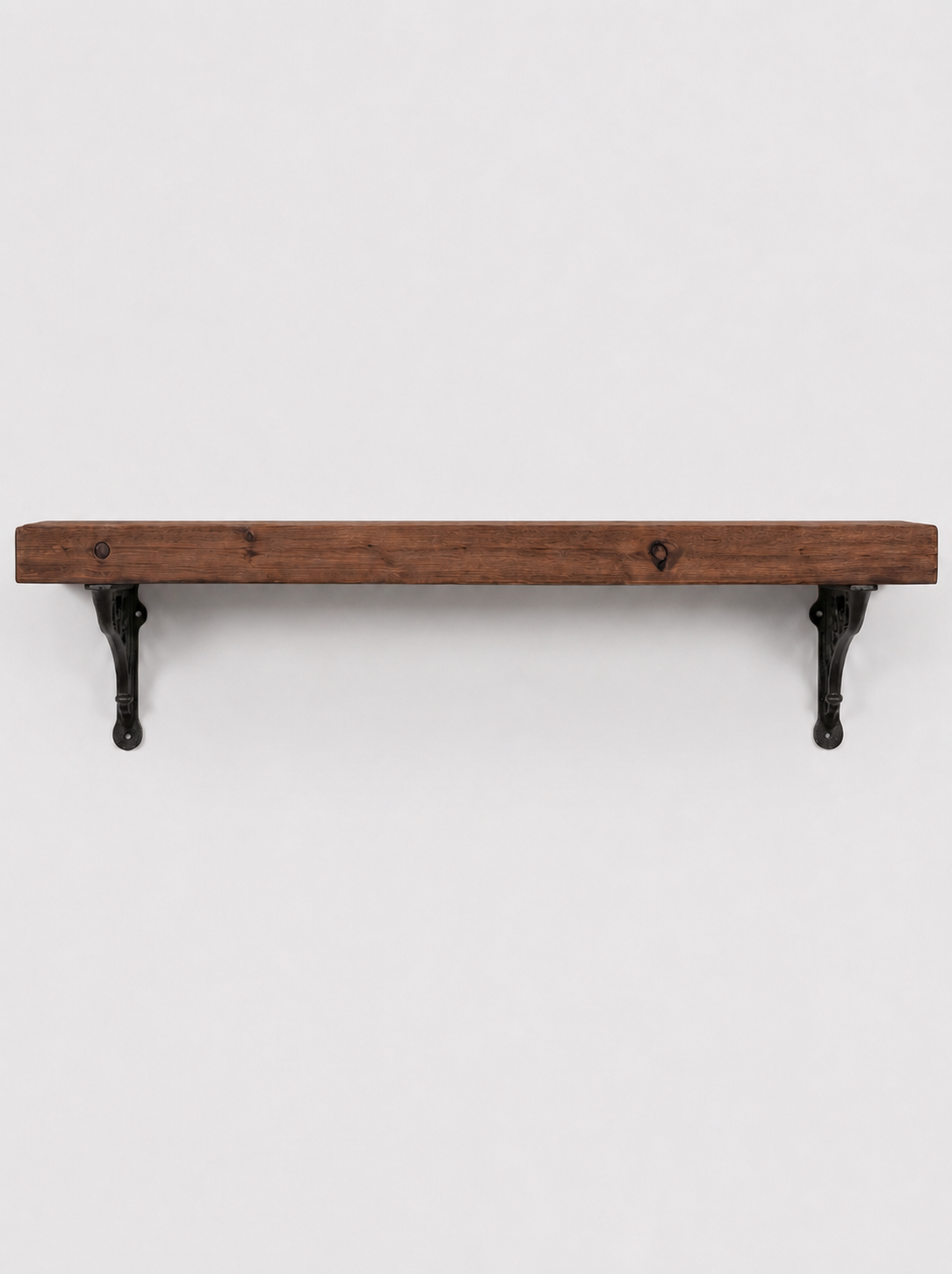 Warkworth Rustic Wooden Shelf with Metal Brackets - 14.5cm x 4.5cm - Bracketed Shelves