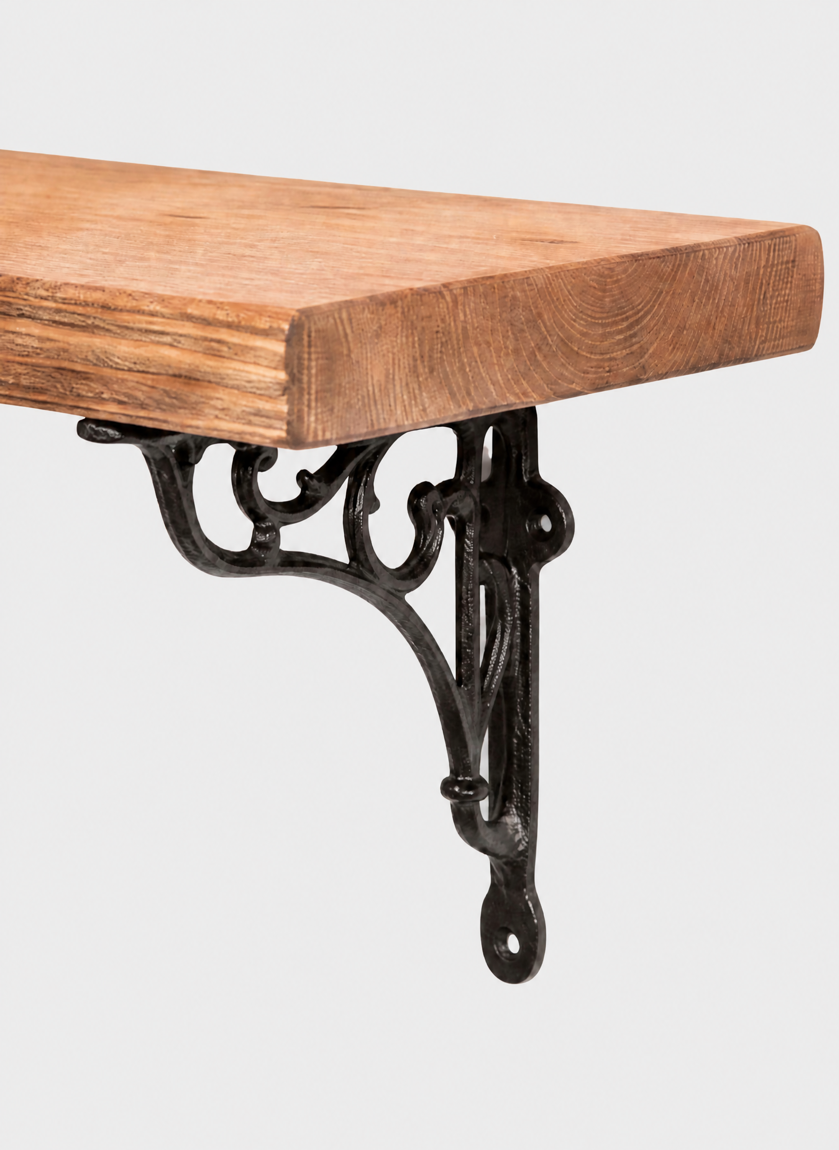 Warkworth Rustic Wooden Shelf with Metal Brackets - 22cm x 3.5cm - Bracketed Shelves