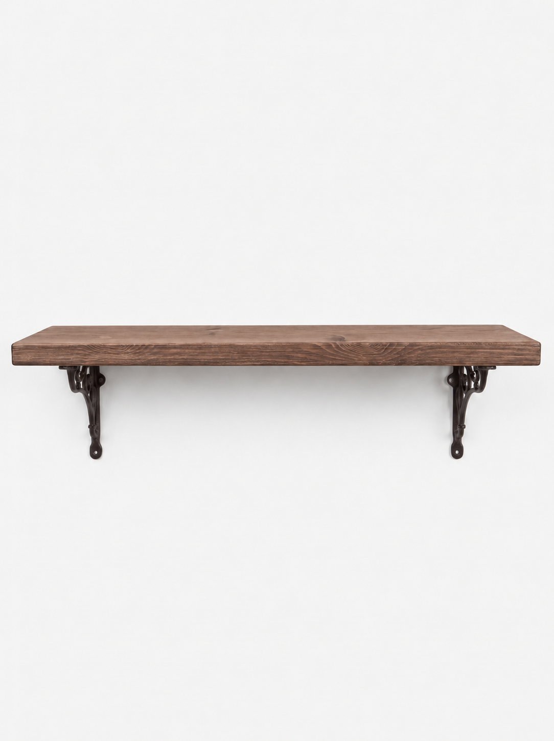 Warkworth Rustic Wooden Shelf with Metal Brackets - 22cm x 3.5cm - Bracketed Shelves
