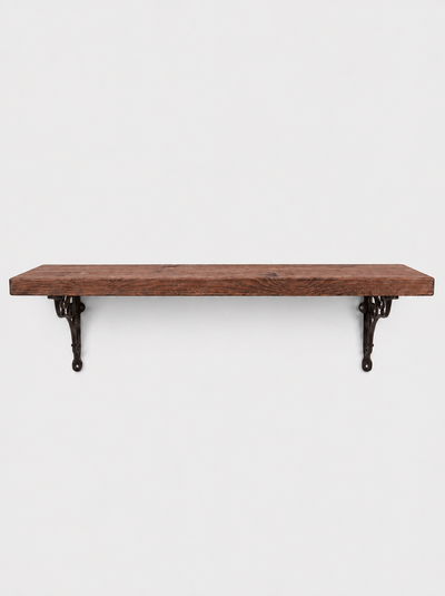 Warkworth Rustic Wooden Shelf with Metal Brackets - 22cm x 3.5cm - Bracketed Shelves
