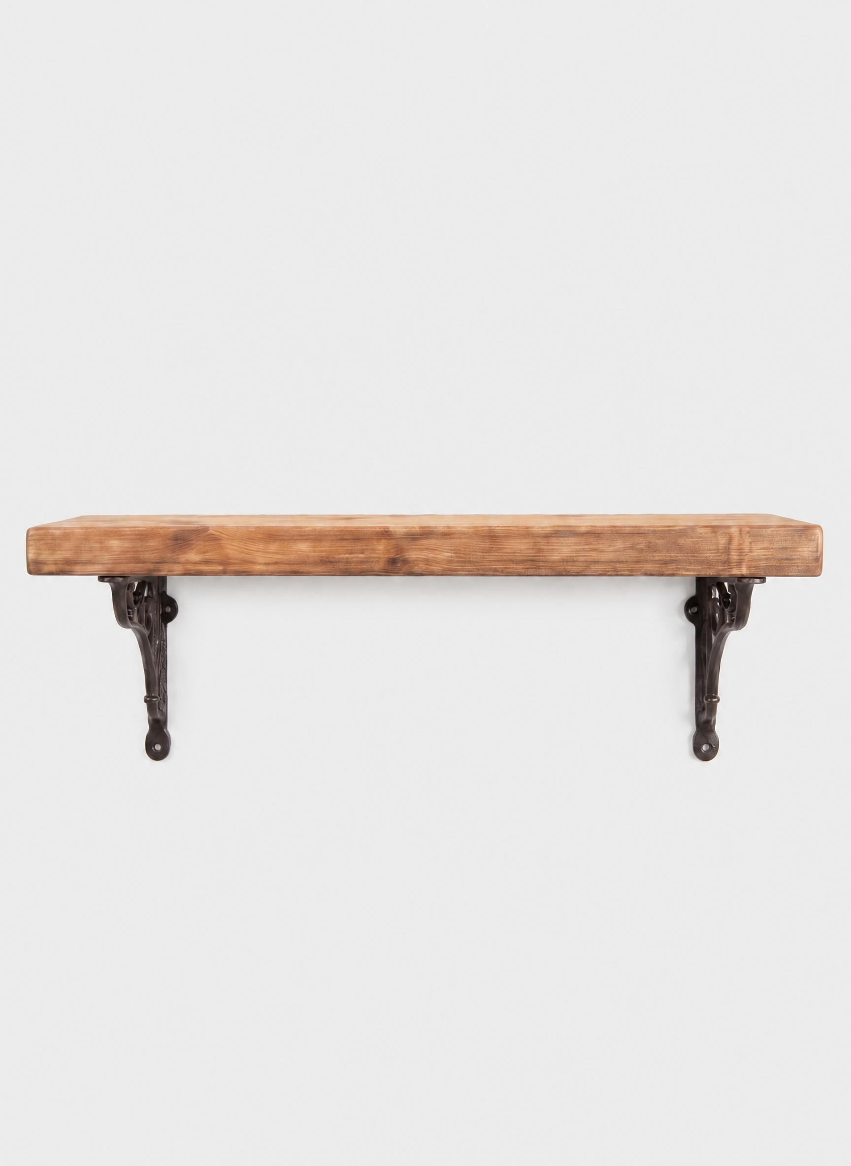 Warkworth Rustic Wooden Shelf with Metal Brackets - 22cm x 4.5cm - Bracketed Shelves
